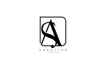 SA AS Letter Linked Rectangle Shape Luxury Premium Logo