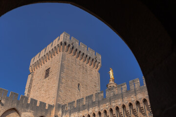 Inside view of the Palais de Papes, in Avignon, France.