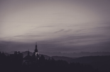 Fototapeta na wymiar church in the evening
