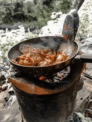cooking on the fire
