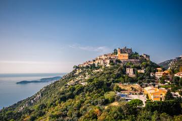 Eze, a small and ancient town on top of mountains along the coast in Provence, France.
