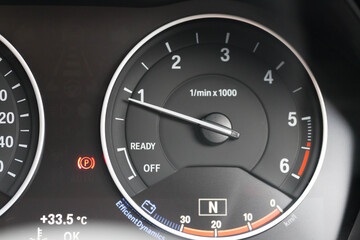 Fototapeta premium Detail of tachnometer in a car