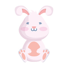 cute easter little rabbit seated character