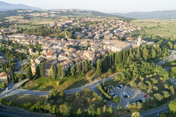 Obraz premium Flying over San Quirico d'Orcia. A country in Tuscany