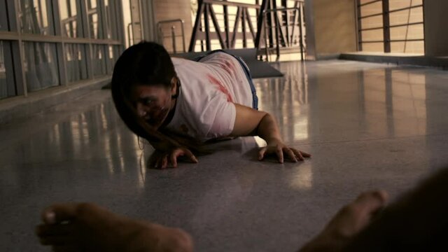 Zombie characters ghost woman horror halloween in nightmare concept.