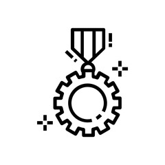 Obraz premium Sports medal with narrow ribbon strip, line icon 