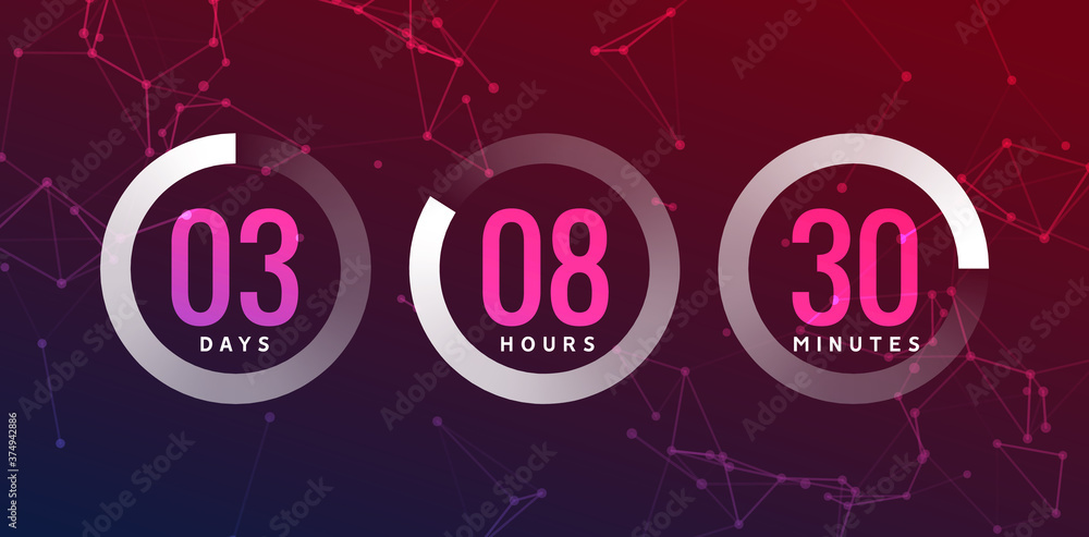 Aufkleber time countdown clock timer circle number. stopwatch vector count counter digital ui modern timer