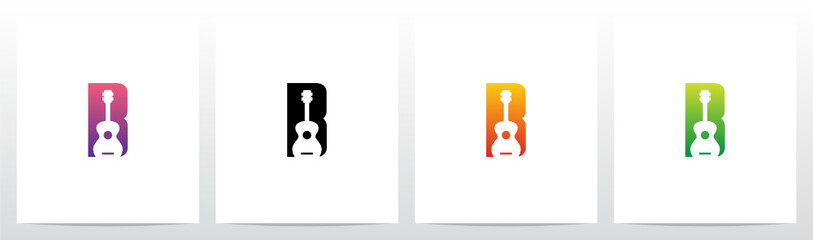Guitar On Letter Logo Design B