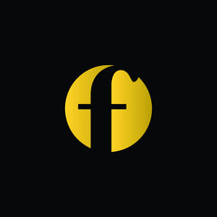 Obraz premium Initial Letter F in black color inside a gold circle