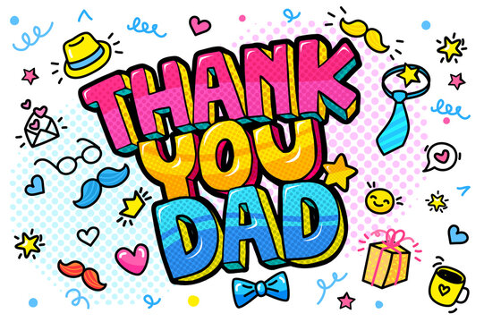 Thank you dad message in pop art style
