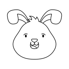 cute easter little rabbit head character line style icon