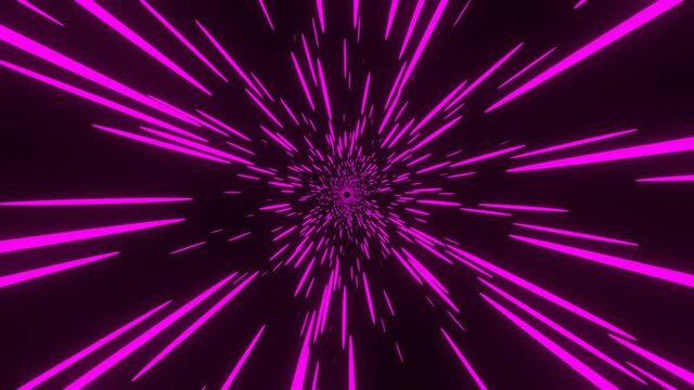 Pink startreck tunnel. Abstract radial lines. Motion effect. Star Background. 4k footage.