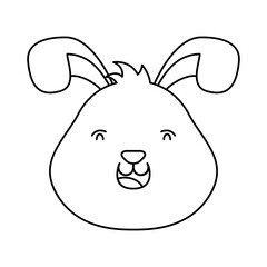 cute easter little rabbit head character line style icon