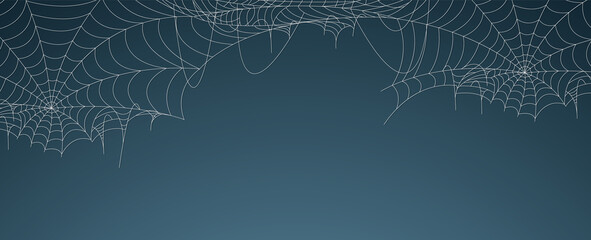 Halloween spider web banner, cobweb background