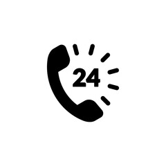 24 hour support call center icon. Steady available services. Twe