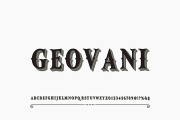 vintage font, typography vector, black and white background, letters and numbers