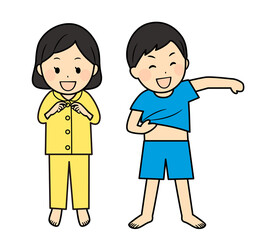 illustration of kids changing clothes