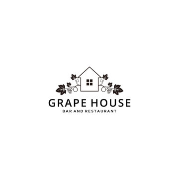 Illustration abstract sign house for production wine from grape fruit logo design template Vector icon