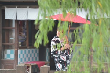 小江戸佐原と浴衣女性