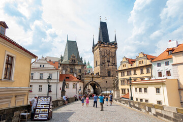 Wieża baszta droga most, brama stare miasto czechy praga © Dariusz