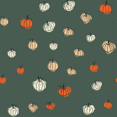 Seamless pattern with pumpkins. Beautiful background for Thanksgiving, halloween, autumn.