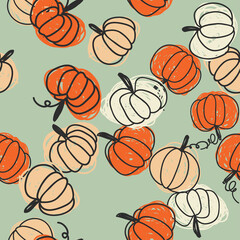 Seamless pattern with pumpkins. Beautiful background for Thanksgiving, halloween, autumn.
