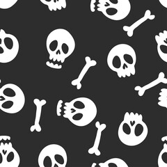 Vector seamless halloween pattern with sculls and bones.