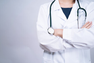 Asian female doctor isolated on white background, Concept of medical and health care.