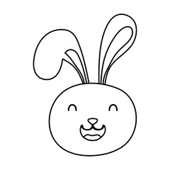 cute easter little rabbit head character line style icon