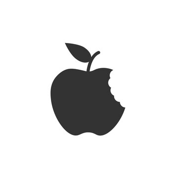Apple bite vector icon. Apple nutrition eat healthy pictogram logo