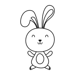 cute easter little rabbit character line style icon
