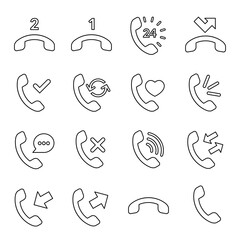 Naklejka premium Phone icon vector set. Call icon set for web and mobile app. Handset vector. Thin line style. Outline sign