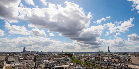 Wide cityscape of Paris, France.