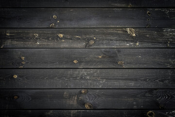 Fototapeta premium Timber texture. Timber plank surface wall for vintage grunge wallpaper. Old floor wooden pattern. Dark grain panel board table with copy space. Natural wood decoration concept.
