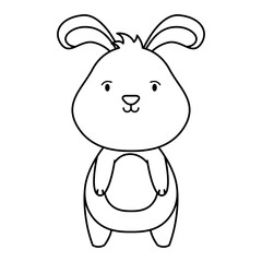 cute easter little rabbit character line style icon