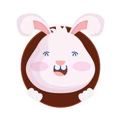 cute easter little rabbit in hole character