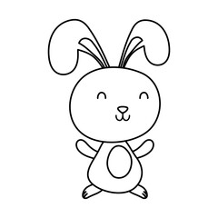 cute easter little rabbit character line style icon