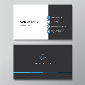 Blue elegant corporate business card design template