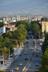 Obraz premium Panorama Street View with Car 