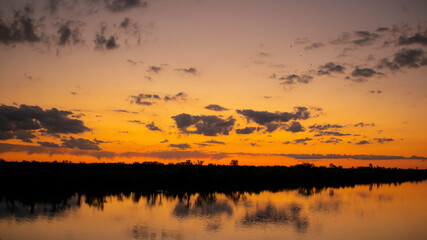 sunset over the river