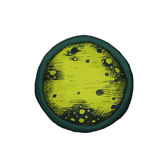 Vector illustration with Japanese drink matcha tea in a mug top view in freehand drawing style in color. Traditional tea packaging icon or cute design