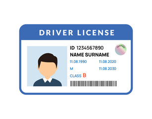 Driver licence icon. Driver id card vector license. Drive identity photo identification