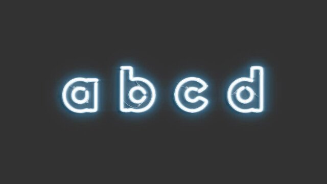 Decorative a b c d letters, neon font mockup,