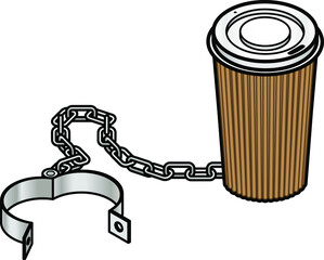 Addiction concept: takeaway coffee / caffeine trap.