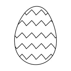 happy easter egg paint with zig zag lines line style icon