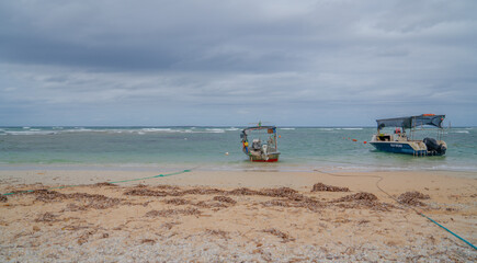 Fototapeta premium Little boat in the sardinia sea 