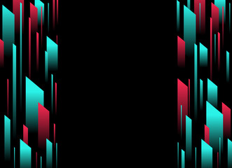 Abstract glitch TikTok background. Vector illustration. Abstract background. Light. Futuristic blue red gradient vector black background contrast color border digital dynamic elegant. TikTok, tik tok - obrazy, fototapety, plakaty