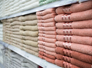 Shelves with plenty of nude terry towels