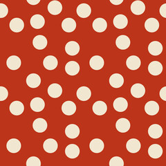 Bright red background with polka dots. Vector seamless patterns. Perfect for xmas and new 2021 year invitation, greeting cards, textile, wrapping paper, stationery
