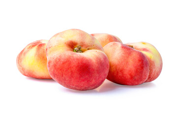 Donut peaches isolated on white background.